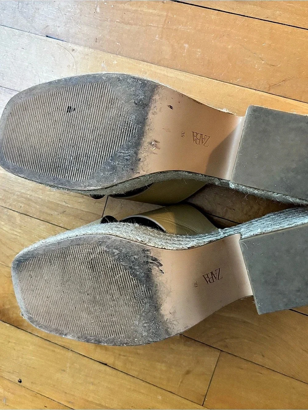 Zara Tan Espadrille Platform Wedge Sandals. Size 39